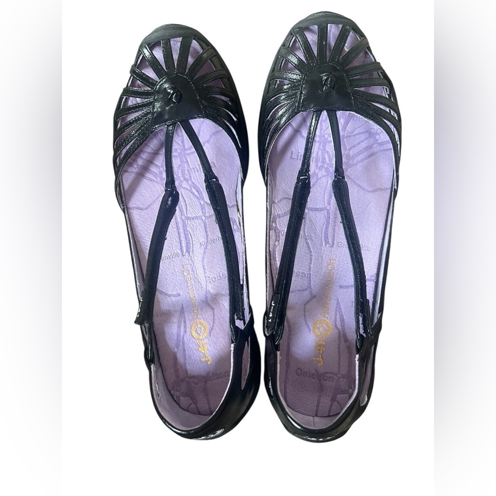 J-41 Women's Black Flats with Lavender Interior